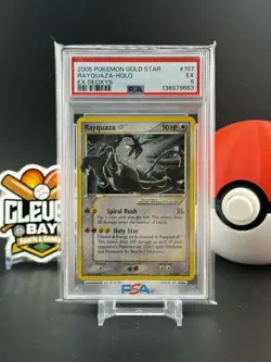 Rayquaza Holo Gold Star #107 2005 Pokemon EX Deoxys PSA 5 (MJ) - Image 1