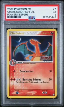 2007 POKEMON EX POWER KEEPERS #6 CHARIZARD-REVERSE FOIL PSA 5 - Image 1
