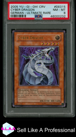 CYBER DRAGON ULTI RARE-GER. YU-GI-OH! CRV-CYBERNETIC REVOLUTION 2005 DE015 PSA 8 - Image 1