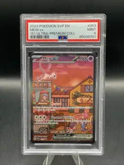 Pokemon TCG 2023 Ultra Premium Collection Mew EX Promo Card #53 PSA 9 Mint - Image 1