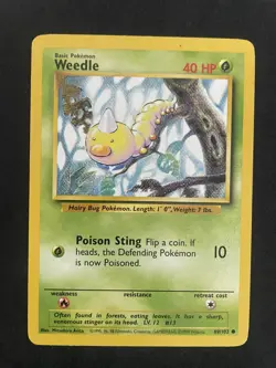 Pokemon Cards: Base Set Common: Weedle 69/102 LP - Image 1