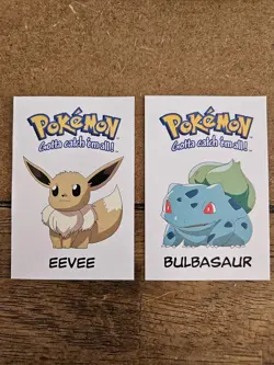 NM 1998 Eevee & Bulbasaur - Rare Vintage Pokemon Cards. Has Stats Pentagon & Map - Image 1