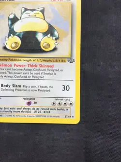 Pokemon Cards: 1st Edition Jungle Rare: Snorlax 27/64 - Image 4