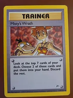 Vintage Pokemon TCG Gym Heroes Misty's Wrath Trainer Card 114/132 LP - Image 1