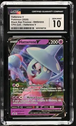 ✅ CGC 10 GEM MINT Hatterene V Promo - SWSH055 Black Star - Pokemon Card 2020 - Image 1