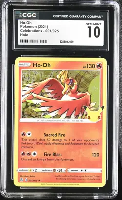 CGC 10 GEM MINT Ho-Oh 2021 Celebrations 001/025 Holo Pokemon Card - Image 1
