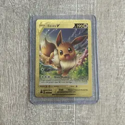 Eevee V Basic Gold Foil Pokemon Fan Art Card Hp 190 Full Art Swsh065 - Image 1