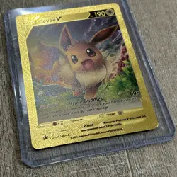 Eevee V Basic Gold Foil Pokemon Fan Art Card Hp 190 Full Art Swsh065 - Image 2