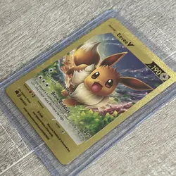 Eevee V Basic Gold Foil Pokemon Fan Art Card Hp 190 Full Art Swsh065 - Image 3