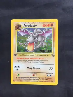 Pokemon Cards: 1st Edition Fossil Rare Holo Prerelease: Aerodactyl 1/62 - Image 1