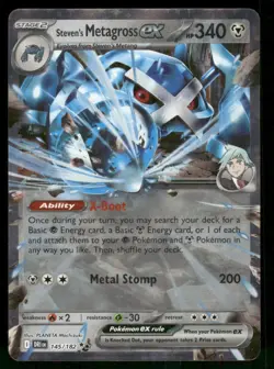 Steven's Metagross ex 145/182 Double Rare Holo NM Pokemon SV10: Destined Rivals - Image 1