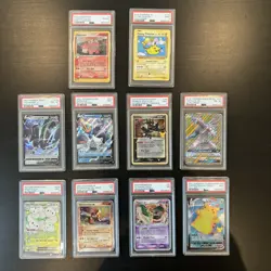 lot of 10 PSA graded pokemon cards Including hitmonchan ex and flygon ex - Image 1