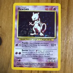 Pokemon TCG Mewtwo 10/102 Base Set Unlimited Holo Card - Image 1
