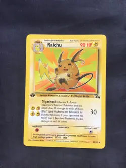 Pokemon Cards: Fossil 1st Edition Rare: Raichu 29/62 - Image 1