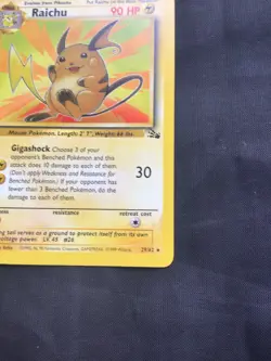 Pokemon Cards: Fossil 1st Edition Rare: Raichu 29/62 - Image 4