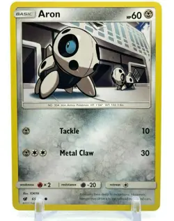 Pokemon Sun & Moon Crimson Invasion 65/111 Aron 4X Mint/NM TCG 4 Card Playset X4 - Image 2