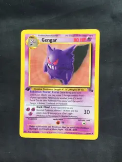 Pokemon Cards: Fossil 1st Edition Rare: Gengar 20/62 - Image 1