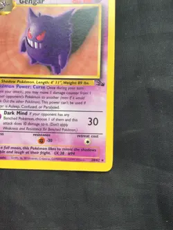Pokemon Cards: Fossil 1st Edition Rare: Gengar 20/62 - Image 4