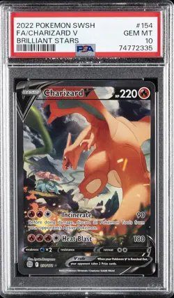 2022 POKEMON SWORD & SHIELD BRILLIANT STARS #154 FULL ART/CHARIZARD V PSA 10 - Image 1