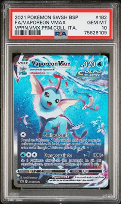Pokemon PSA 10 Vaporeon Vmax #182 Full Art Premium Collection 2021 Italiano - Image 2