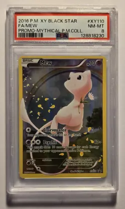 XY110 FULL ART MEW 2016 POKEMON XY BLACK STAR PROMO MYTHICAL COLLECTION PSA 8 - Image 1