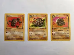 Pokemon Fossil 1st Edition Set 36/62 Of Golem, Graveler & Geodude NM - Image 1