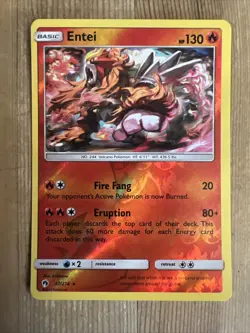 Pokemon TCG Entei Sun & Moon - Lost Thunder 47/214 Reverse Holo Rare NM - Image 1