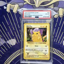 1999 Pokemon Shadowless Base Set Red Cheeks Pikachu 58 PSA 4 - Image 1