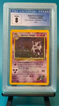 Pokemon Sabrina's Gengar Gym Heroes Unlimited Holo Rare #14 CGC 8 - Image 1