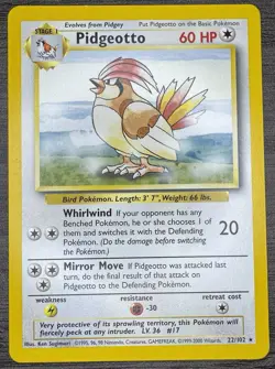 Pidgeotto 022/102 Base Set Regular Pokemon TCG Card - Image 1