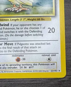 Pidgeotto 022/102 Base Set Regular Pokemon TCG Card - Image 5