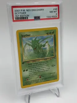 2001 POKEMON NEO DISCOVERY Trading Card SCYTHER #46/75 1ST EDITION graded PSA 8 - Image 2