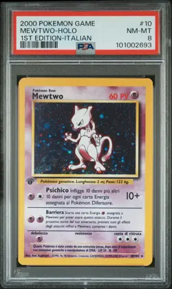 Pokemon PSA 8 Mewtwo #10 Holo 1st Edition Set Base 2000 Italiano - Image 2