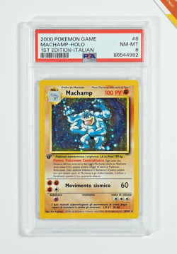 Pokemon PSA 8 Machamp #8 Holo 1st Edition base Set 2000 Italiano - Image 1