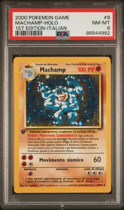Pokemon PSA 8 Machamp #8 Holo 1st Edition base Set 2000 Italiano - Image 2