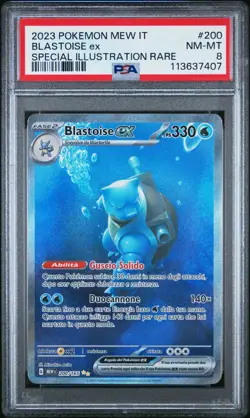 Pokemon PSA 8 Blastoise Ex #200 151 Special Illustration Rare 2023 Italiano - Image 2