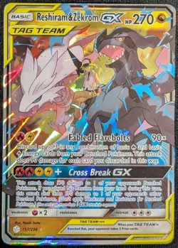 Reshiram & Zekrom GX - 157/236 - NM - Sun & Moon: Cosmic Eclipse - Pokemon TCG - Image 1