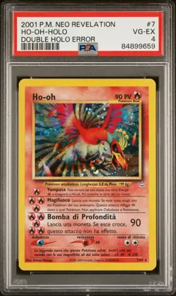 Pokemon PSA 4 Ho-oh #7 Holo Neo Revelation 2001 Italiano Double Holo ERROR - Image 2