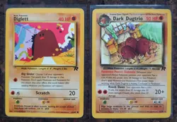 Dark Dugtrio 23/82, Non Holo, Rare, Rocket, Unlimited, Pokemon Card + Diglett - Image 3