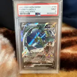 2021 Pokemon Card SWSH Full Art Rayquaza V 194/203 Evolving Skies PSA 9 (993) - Image 1