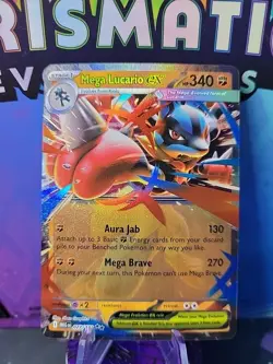 Mega Lucario ex 077/132 Me01: Mega Evolution Holo Pokemon card - Image 1