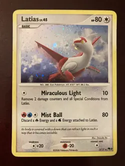 Latias Lv.45 3/17 POP 7 Promo Holo Rare 2008 Pokemon TCG Card - Image 1