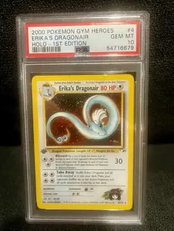 Pokemon 1st Edition Erika’s Dragonair, Gym Heroes - PSA 10, *w/ SWIRL* ?? - Image 1
