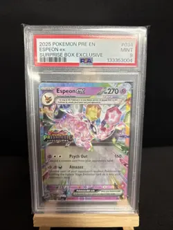 2025 POKEMON PRE EN-PRISMATIC EVOLUTIONS SURPRISE BOX EXCLUSIVE ESPEON EX PSA 9 - Image 1