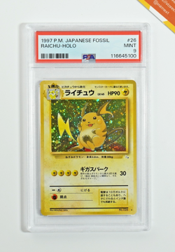 Pokemon PSA 9 Raichu #26 Holo Fossil 1997 Japanese - Image 1