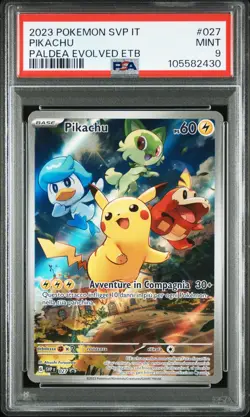 Pokemon PSA 9 Pikachu #027 SVP IT Paldea Evolved ETB Promo 2023 Italiano - Image 2
