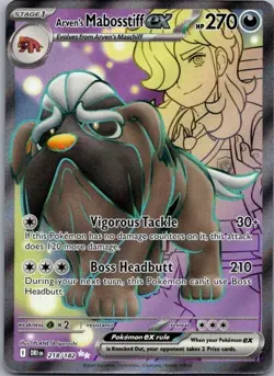 Pokemon TCG Arven's Mabosstiff EX 218/182 Sv10: Destined Rivals Ultra Rare NM - Image 1