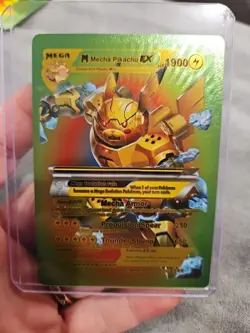 Mecha Pikachu EX Rainbow Foil Fan Art Premium Collector Pokemon Card - Image 1