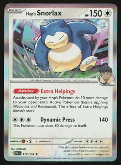 SV09: Journey Together Hop's Snorlax #117/159 Holo Rare Pokemon Card - Image 1