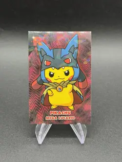 Poncho Pikachu Mega Lucario Cracked Ice Holo Pokemon Card Database Team Rocket - Image 1